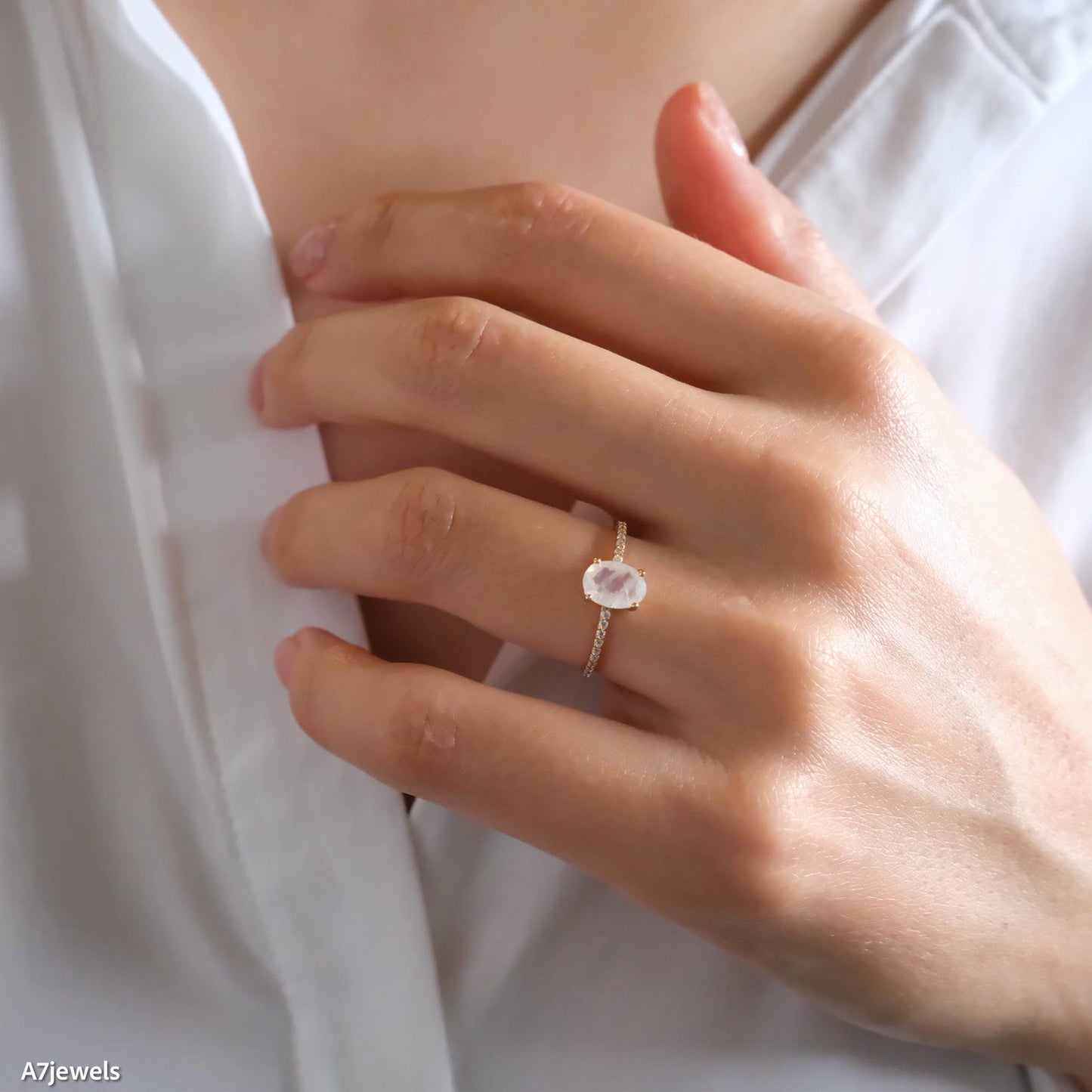 Moonstone Solitaire Ring