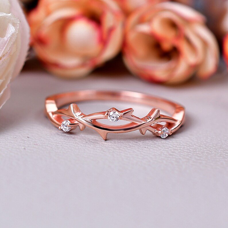 Moissanite Nature Inspired Twisted Branch Bridal Ring Set