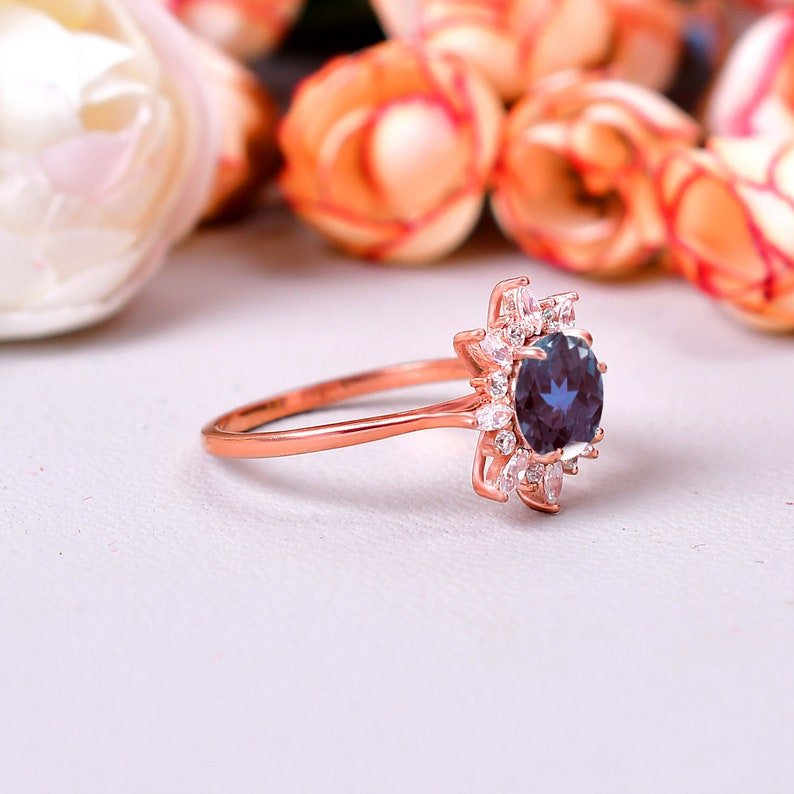 Genuine Alexandrite Minimalistic Engagement Ring