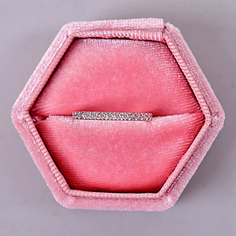 Round 2mm Moissanite Half Eternity Wedding Band Ring