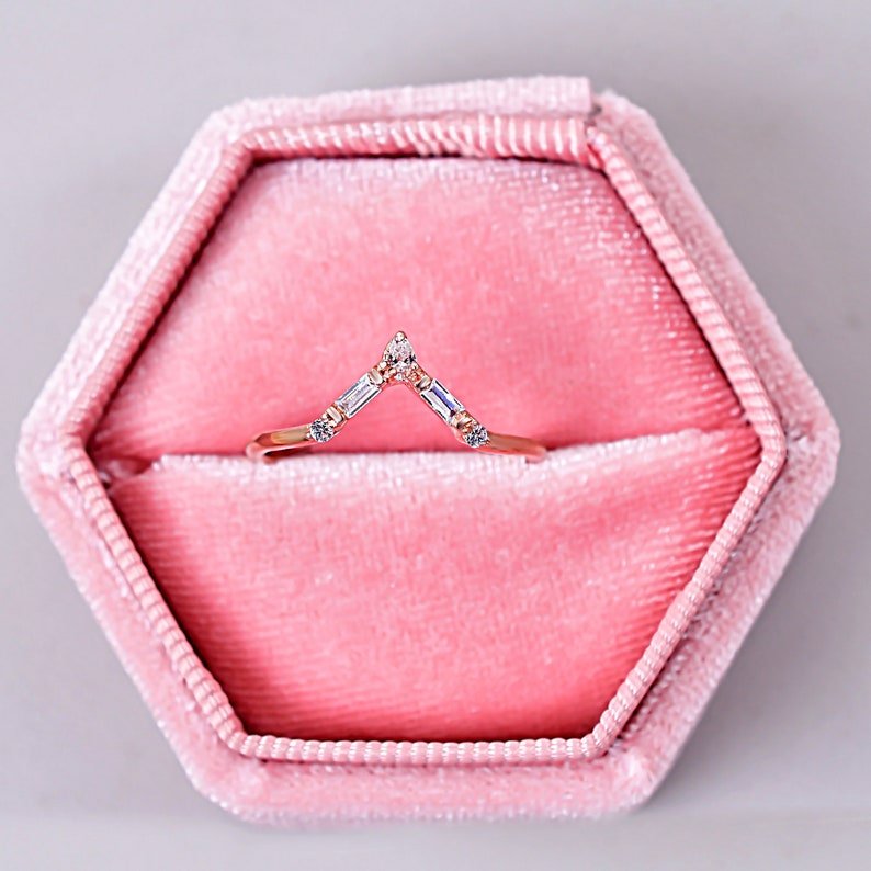 Baguette Cut Dainty Moissanite engagement Band ring