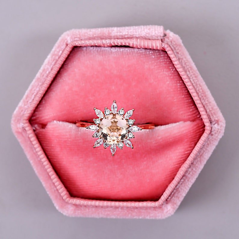 Genuine Pink Morganite Bridal Engagement Ring