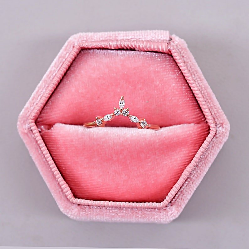 Perfect Marquise Cut Moissanite Wedding Band Ring