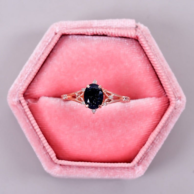 Stunning Galaxy Sandstone Oval Ring - Unique Jewelry
