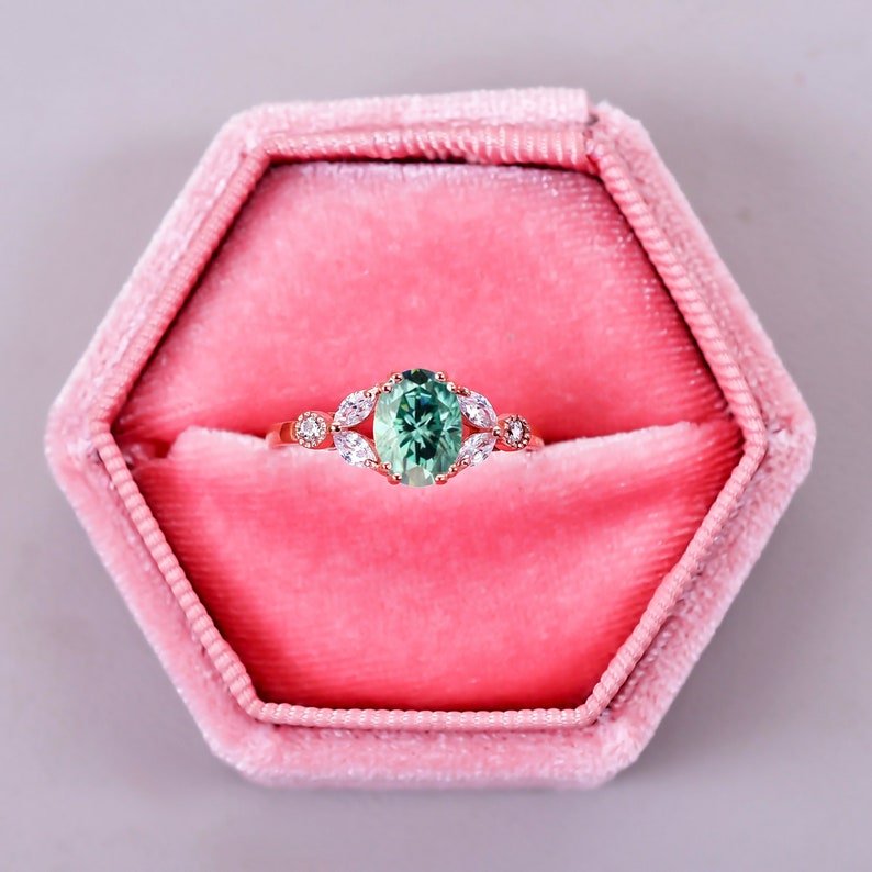 Gorgeous Green Moissanite Wedding Ring Anniversary gift