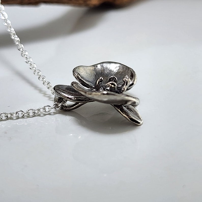 Hand-Sculpted Sterling Silver Phalaenopsis Orchid Pendant