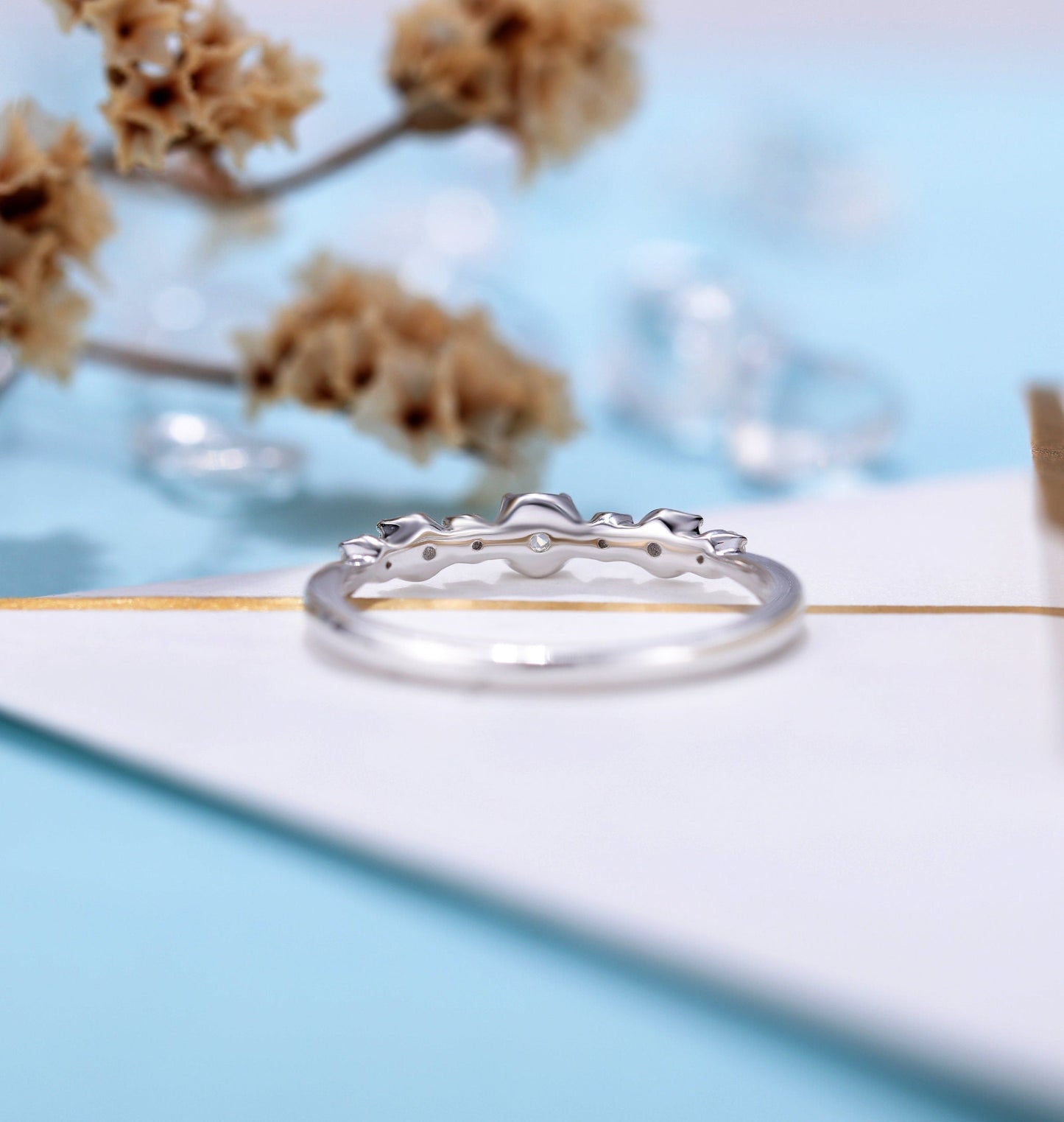 Diamond Engagement Ring women | Delicate white gold wedding ring | Unique bridal jewelry | Vintage Promise ring Anniversary gift for her