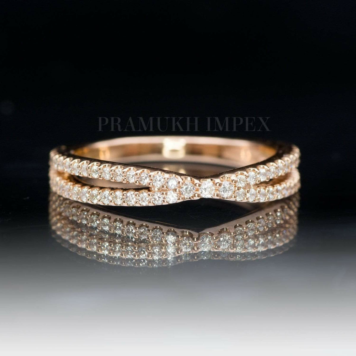 0.71 CT 14K Double Row Criss-Cross Moissanite Ring