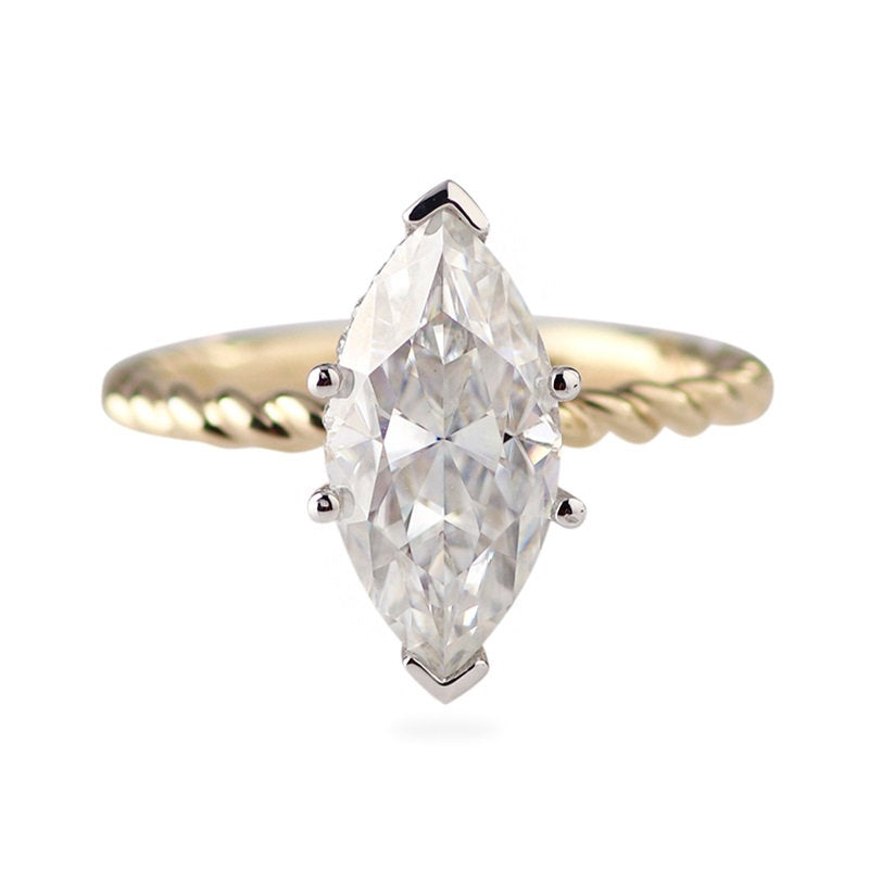 Marquise Moissanite Yellow Gold Engagement Ring