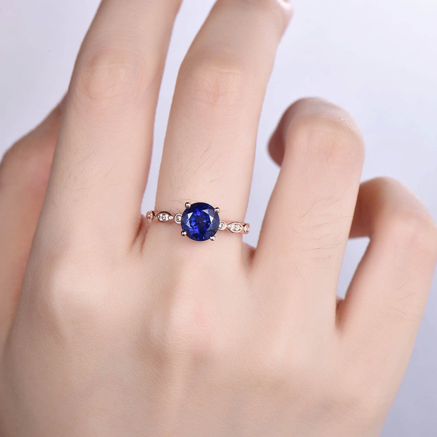 Moss agate engagement ring set solitaire ring rose gold art deco ring stacking curved opal diamond matching band promise jewelry birth gift