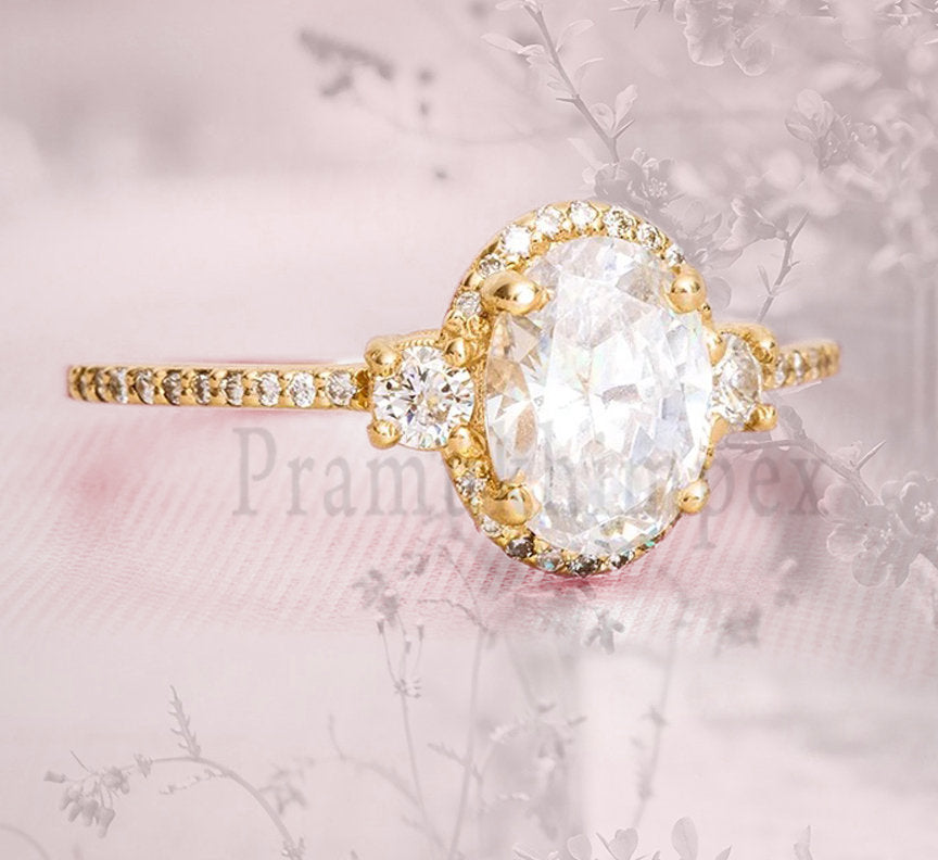 1.25 ct. Oval Cut Moissanite eternity Engagement Ring Solitaire ring Promise Wedding Ring 14K Rose Gold unique anniversary gifts for her