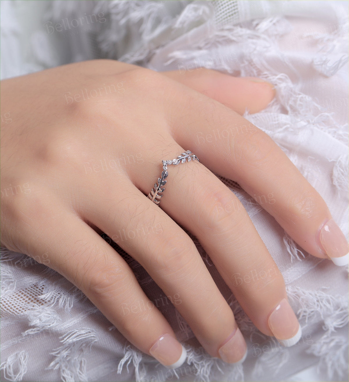 Diamond wedding band Vintage white Gold unique dainty Art Deco Antique wedding ring Promise Anniversary wedding ring