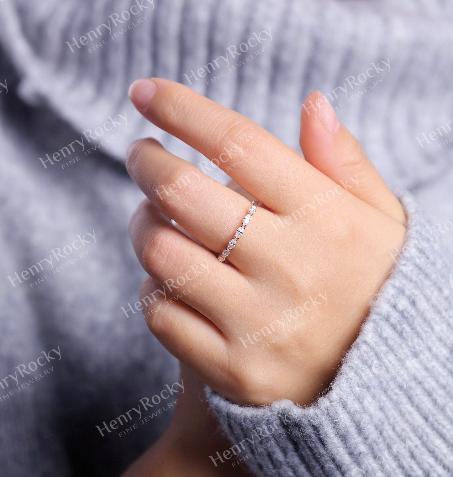 Diamond/Moissanite wedding band | rose gold band women | vintage marquise cut bridal jewelry |promise ring anniversary gift for her