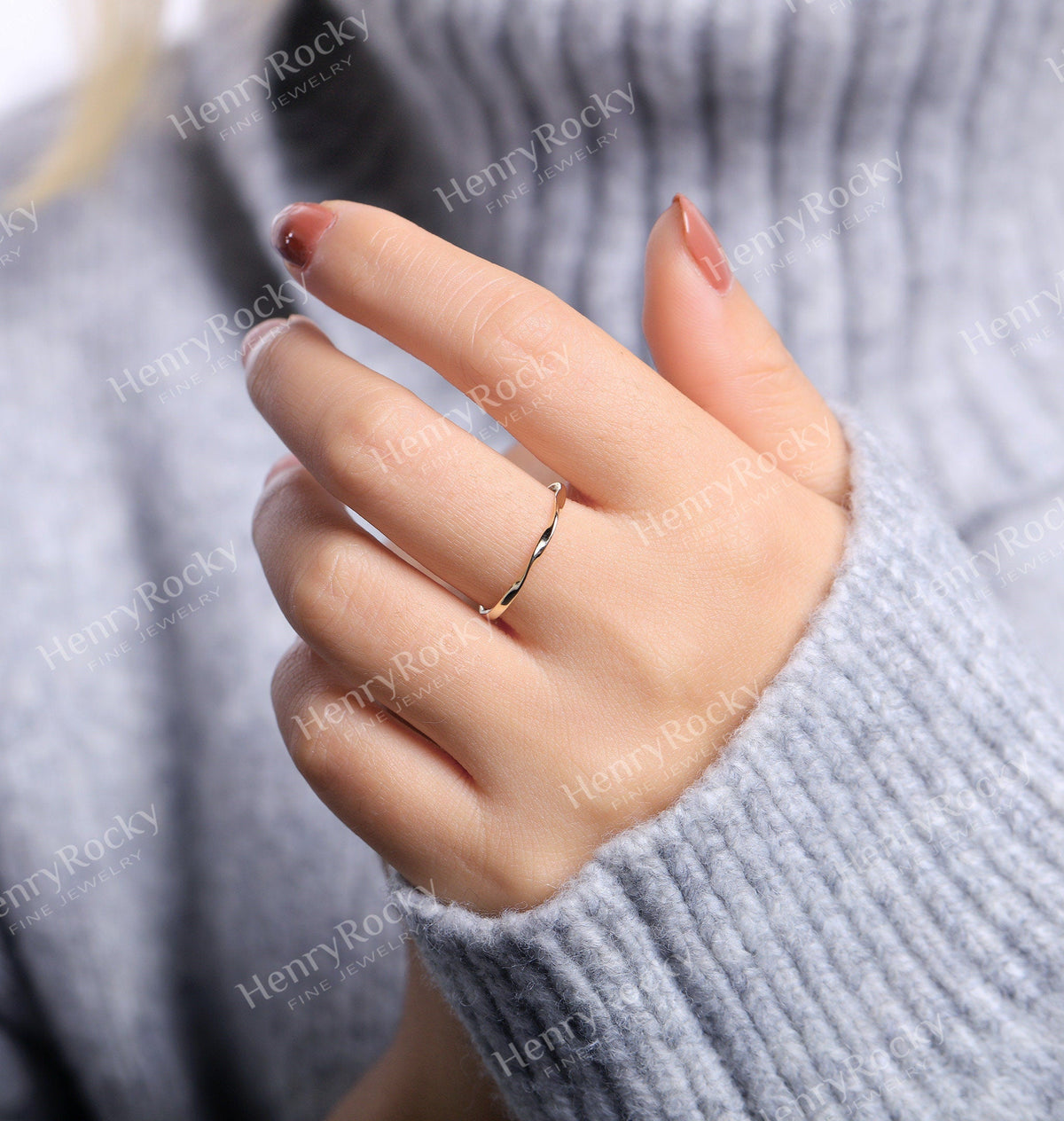 Dainty solid gold wedding band women | Vintage stacking matching bridal ring | unique twisted jewelry|promise ring anniversary gift for her