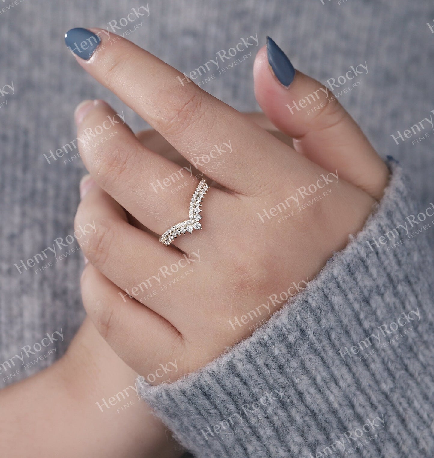 Art deco Moissanite wedding band | Vintage Yellow gold Diamond band | Unique Half eternity Curved wedding ring | Promise anniversary band