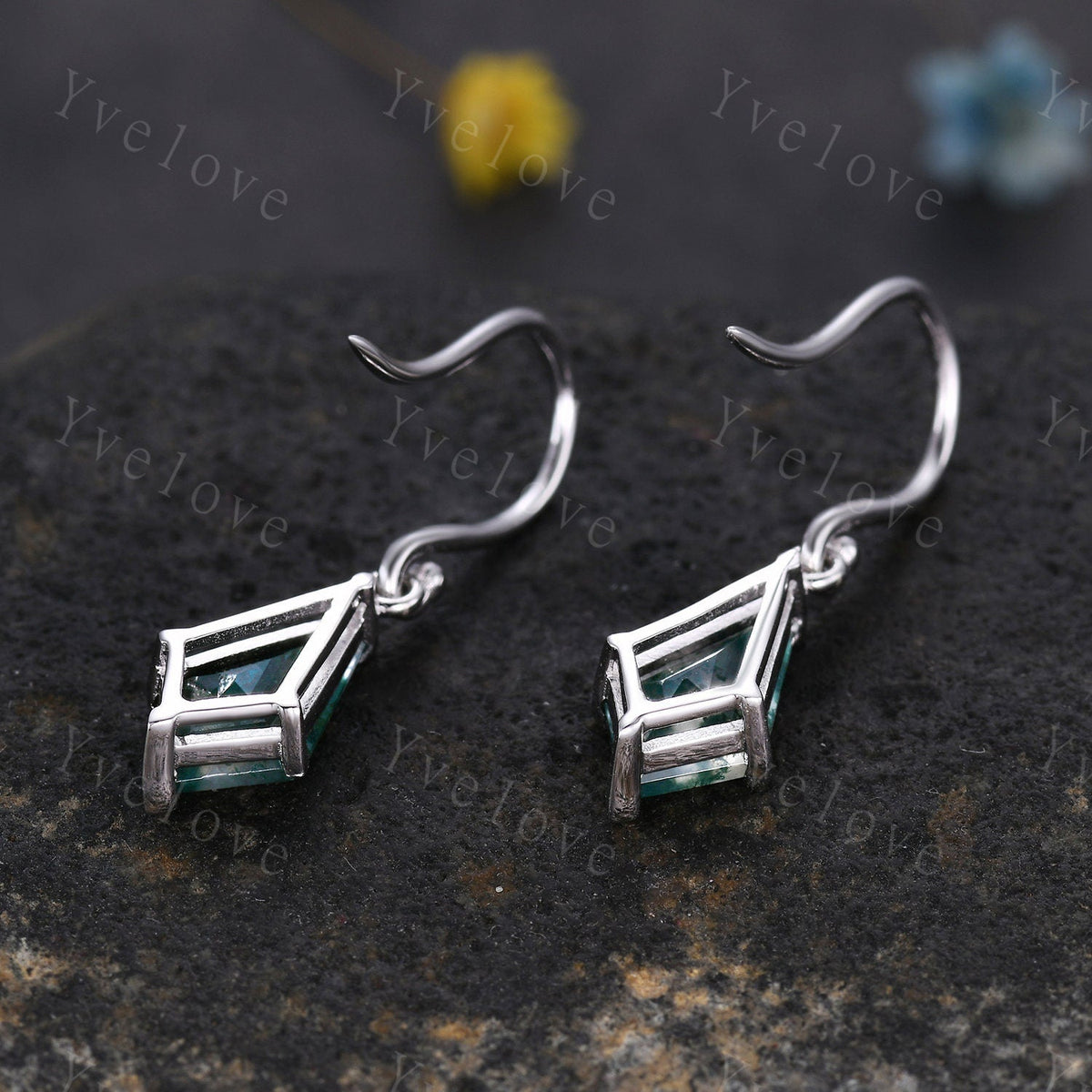 Vintage kite cut lavender opal earrings opal gemstone jewelry unique earrings women art deco earring mother's gift for her Birthday Gift