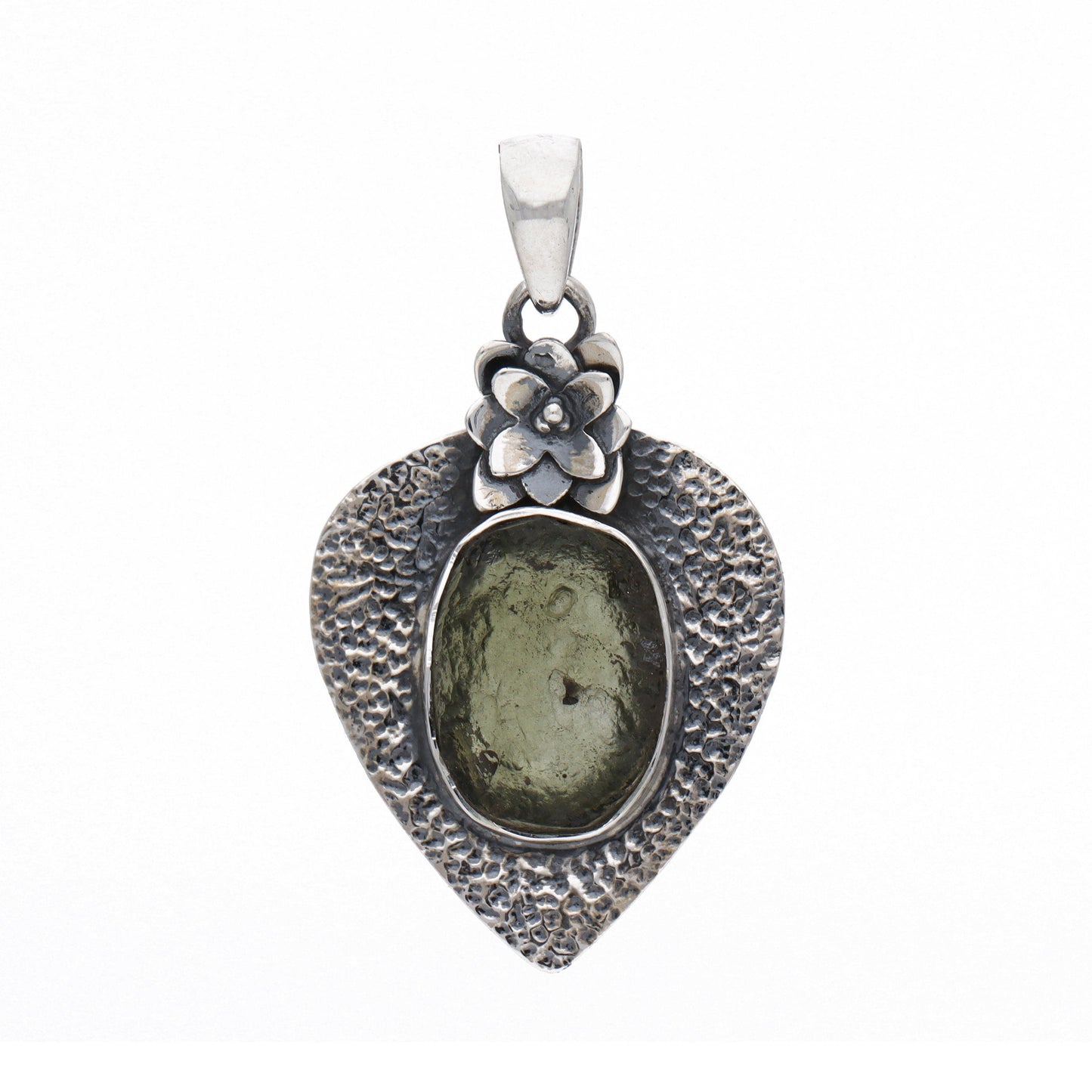 Genuine Moldavite Rough Pendant 100% Natural With Certified Gemstone From Czech Republic 925 Sterling Silver Handmade Designer Jewelry