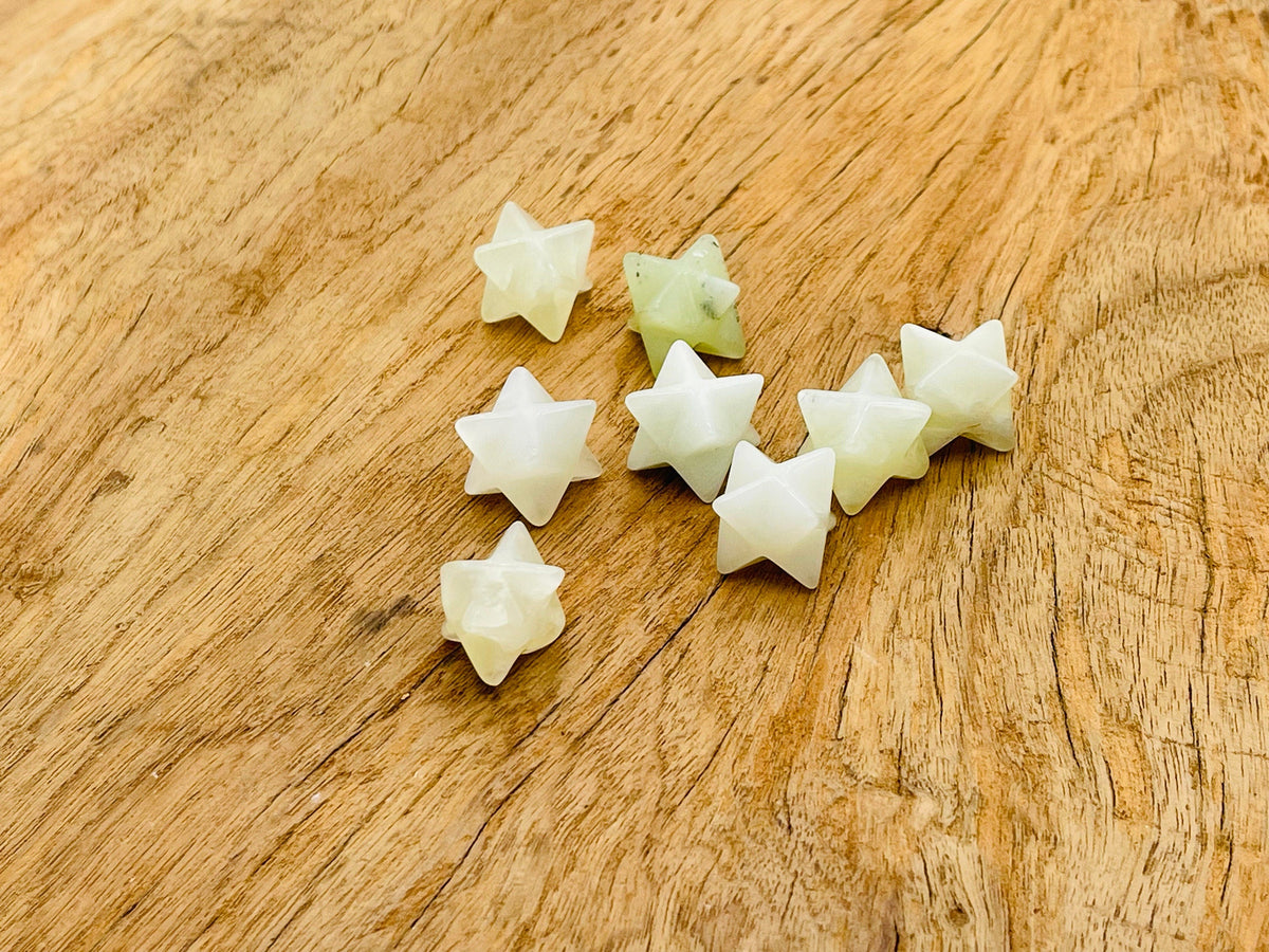 New Jade Merkaba Star Crystal - Reiki Healing - 13mm - ME1029