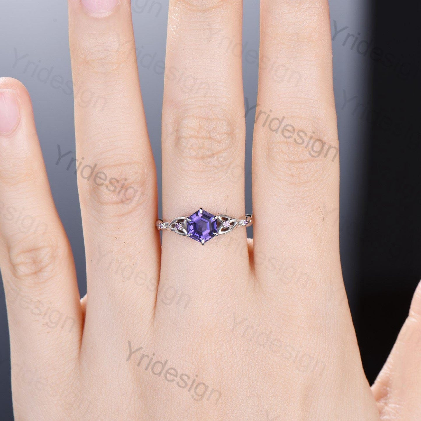 Enchanted Knot Engagement Ring - Vivid Purple Sapphire & Amethyst