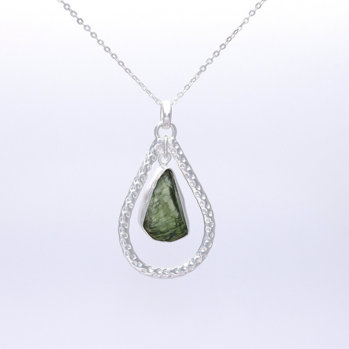 Authentic Moldavite Pendant, Natural Gemstone Jewelry, 925 Sterling Silver, Handmade Jewelry Gift, Christmas Silver Necklace, Gift For Her