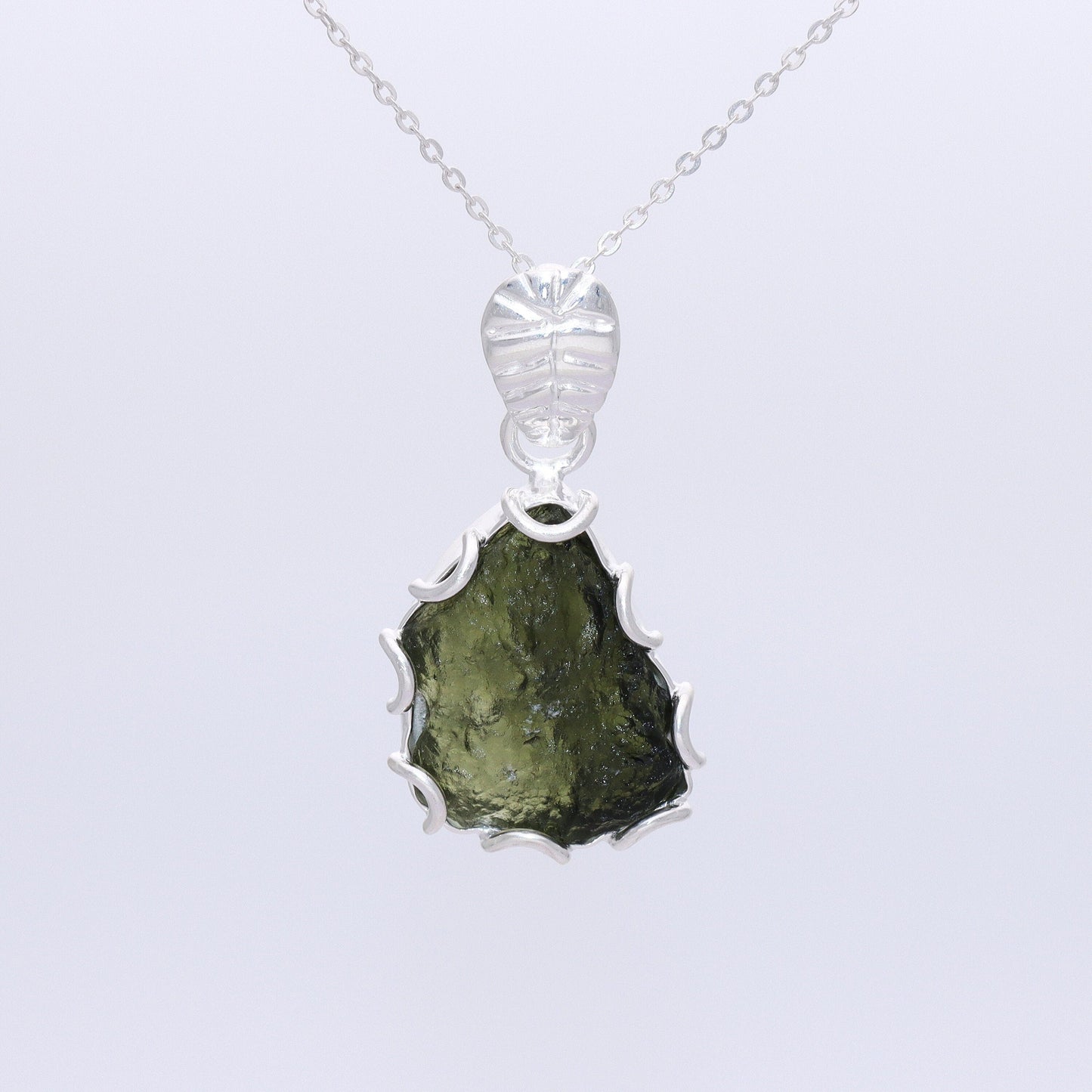 Moldavite Raw Pendant, 925 Sterling Silver, Jewelry For Women's, Handmade Gemstone Jewelry, Healing Crystal Gemstone, Silver Jewelry Gift
