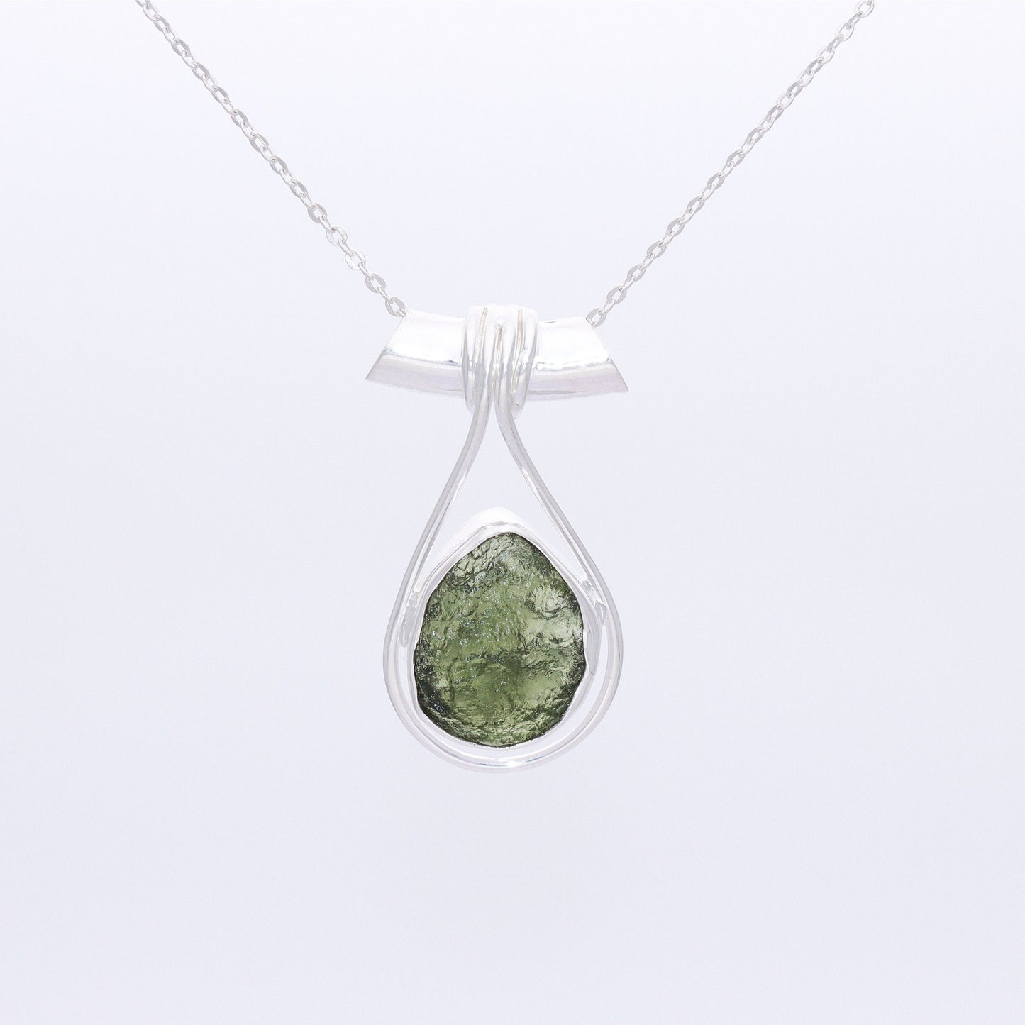 Genuine Moldavite Rough Pendant 100% Natural With Certified Gemstone From Czech Republic 925 Sterling Silver Handmade Designer Jewelry