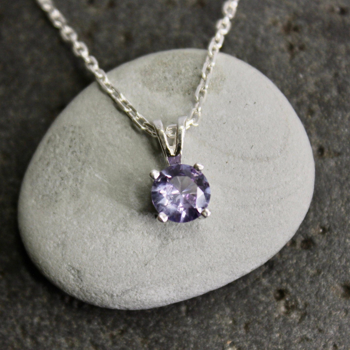 6mm Alexandrite Sterling Silver Birthstone Necklace | Handmade Jewelry