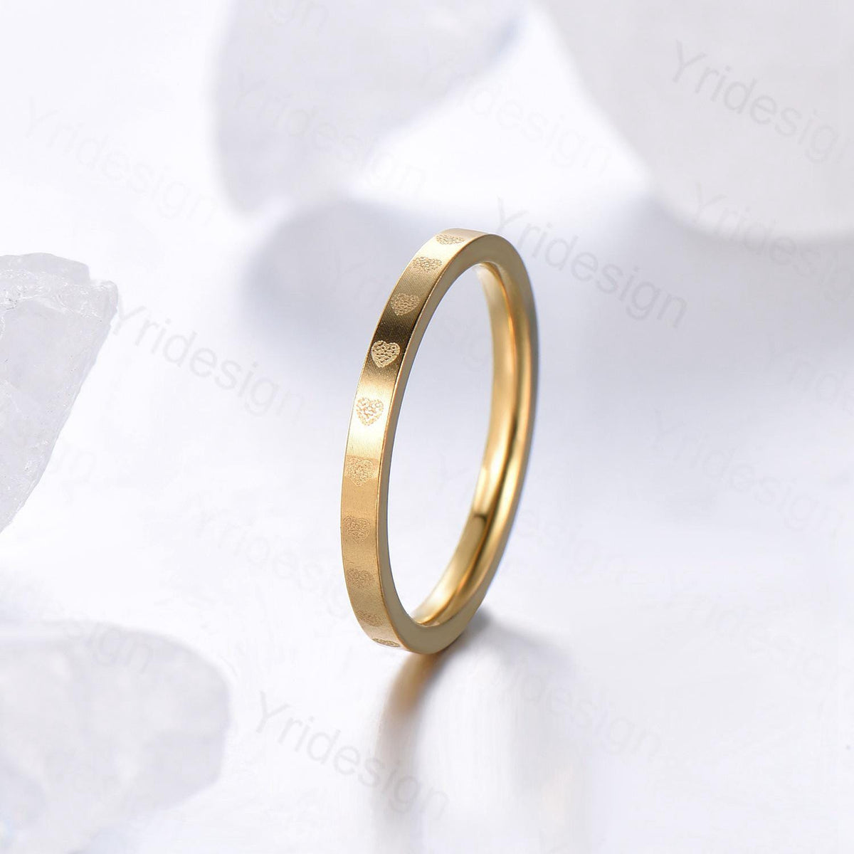 Dainty Brushed Finished Wedding Ring Women Minimalist Brushed Heart Symbol Wedding Band Cute Tension Design Elegant Vintage Stacking Band