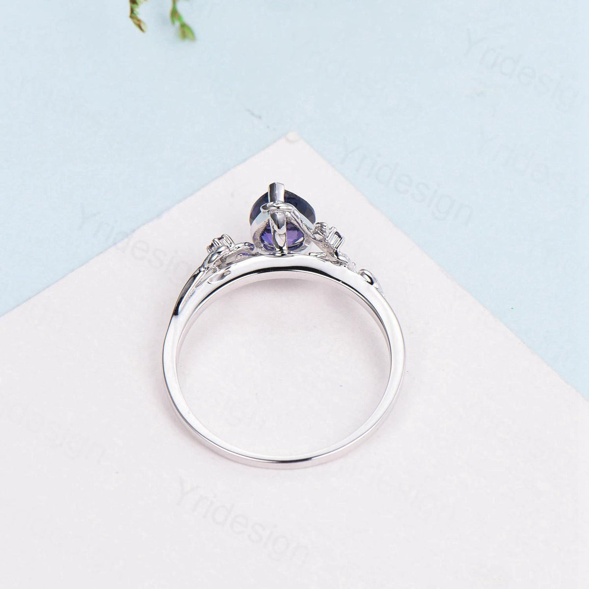 Nature Inspired Lavender Amethyst Engagement Ring: 14K Gold Twig Vine Anniversary Ring