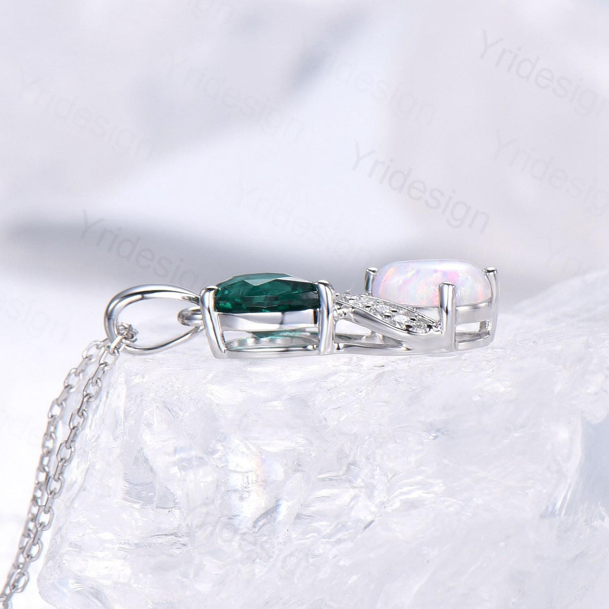 Unique Sapphire Ruby Pendant Necklace Women Alternative Moissanite snake necklace Vintage Art Deco Promise Gift pear shaped pendant for mom