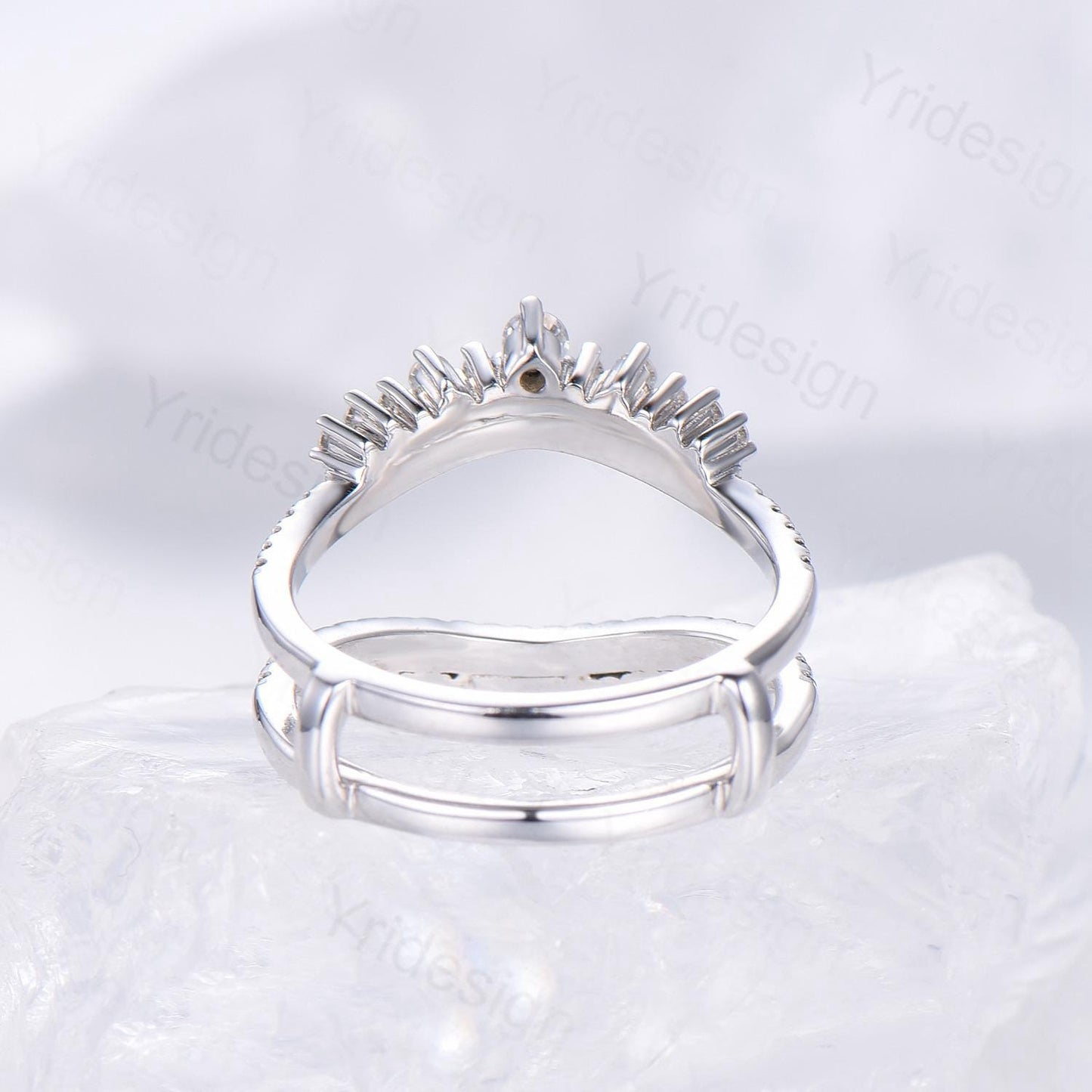 Art Deco Double Curved Moissanite Wedding Band Ladies Snowdrift Wedding Promise Ring Women Black Diamond Stacking Bridal Matching Ring Her