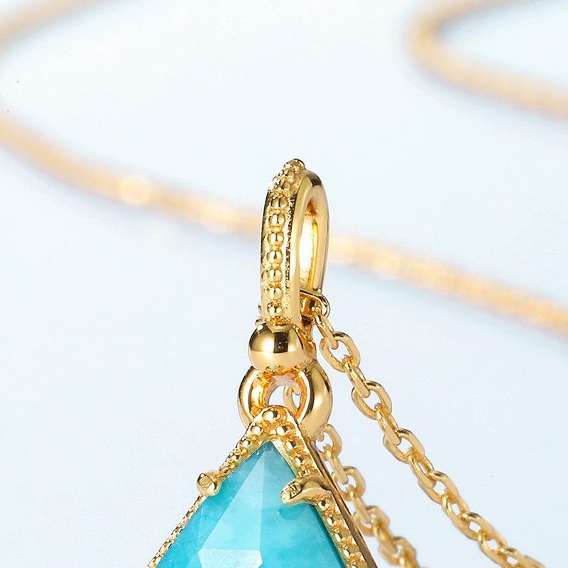 Vintage Amazonite pendant necklace art deco amazonite necklace for mom 14k/18k rose gold necklace promise engagement gift for women