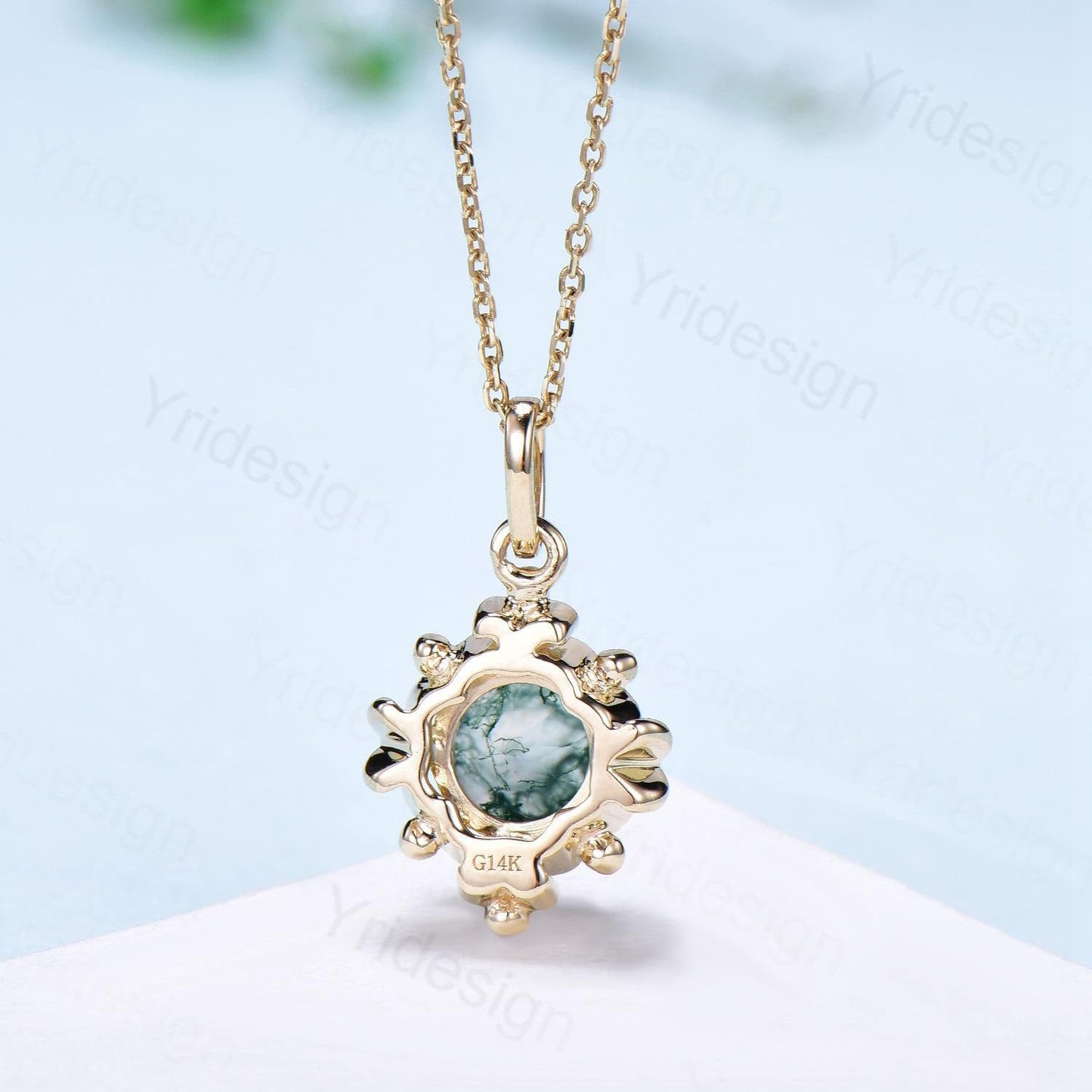 Unique Moissanite Pendant Necklace Magic Crescent Moon Round Lab Grown Diamond Necklace Floral Retro Vintage Pendant Anniversary gift women