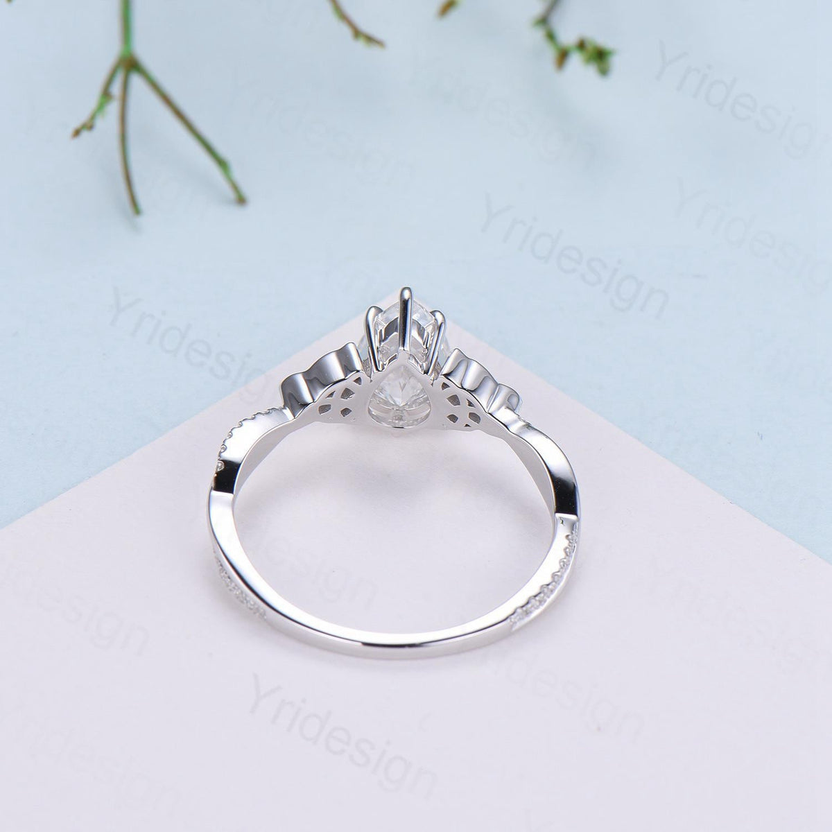 Celtic Knot Pear Shaped Emerald Engagement Ring For Women Unique Norse Viking infinity Moissanite Wedding Ring Spilt Shank Anniversary gifts