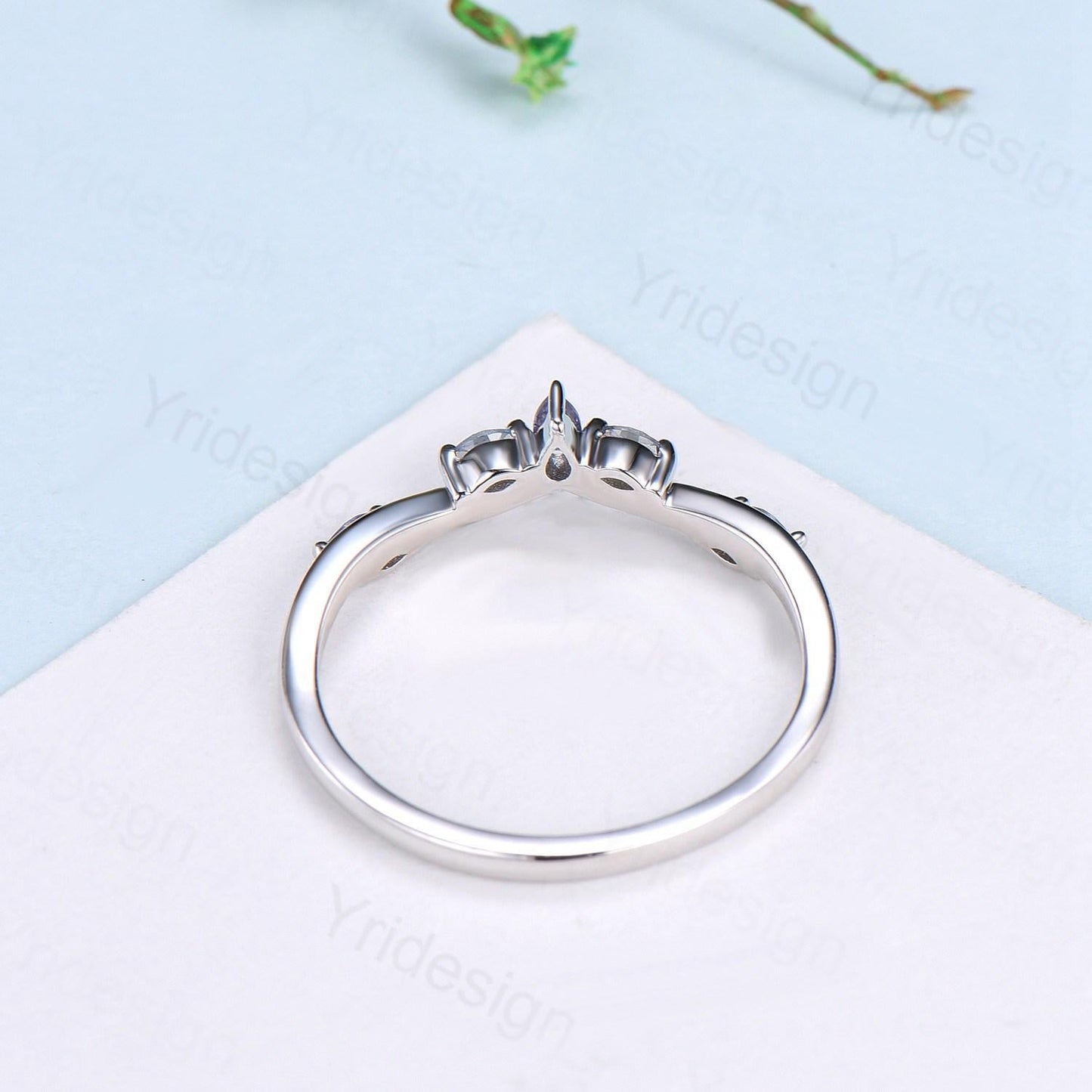 Vintage Fire Opal Ruby Wedding Band Women Unique Teardrop White Opal Stackable Ring Marquise Ruby Curved Matching Band Anniversary Gift