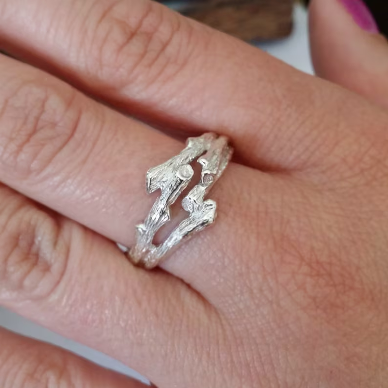 Handmade Twig Wedding Band - Unisex Branch Style Ring