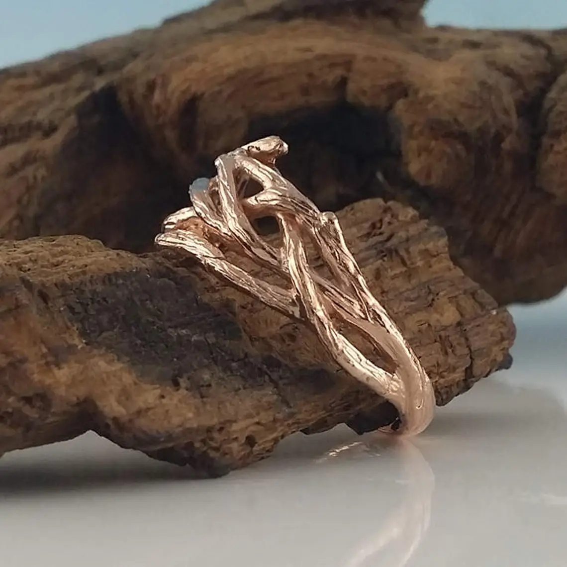 Handmade Branch Wedding Band: Nature-Inspired Ring