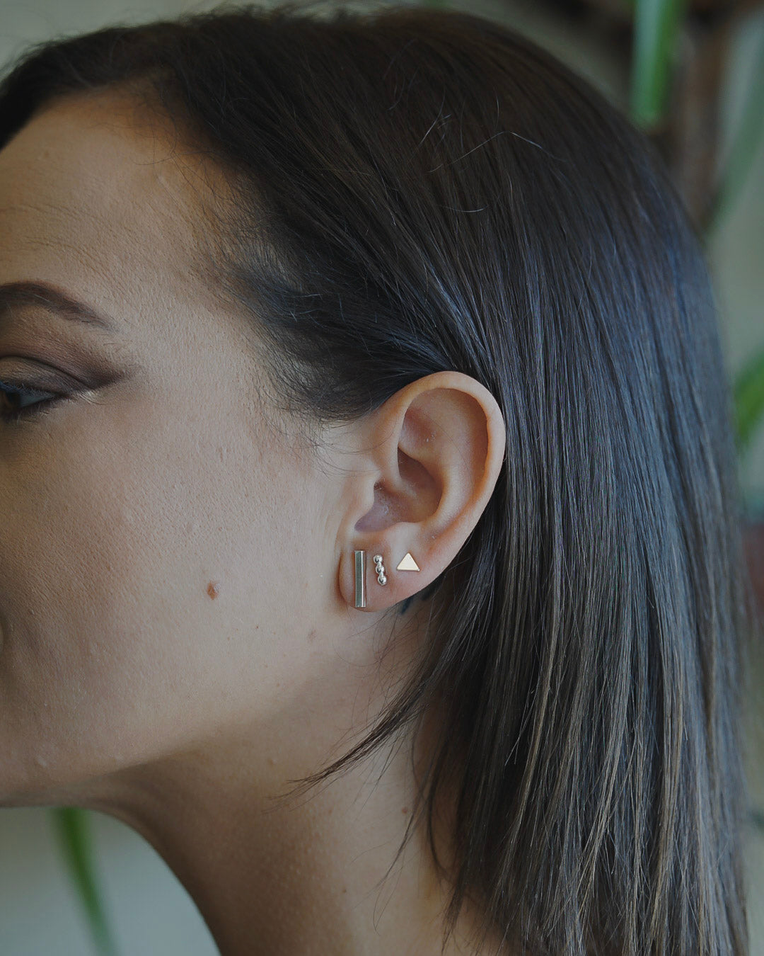 Sterling Silver Triple Ball Stud Earrings