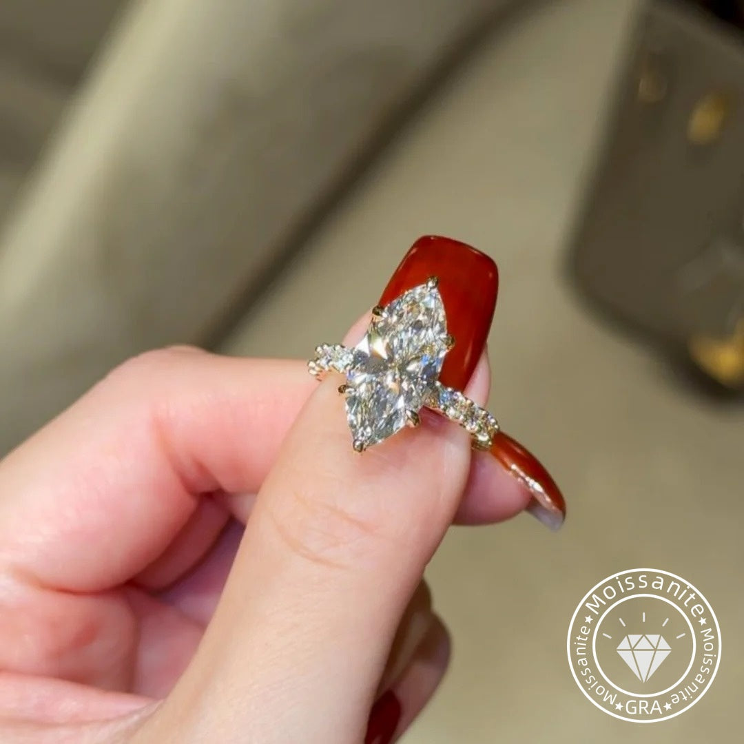 Charming Pave Marquise Cut 5.0ct Engagement Ring In Sterling Silver