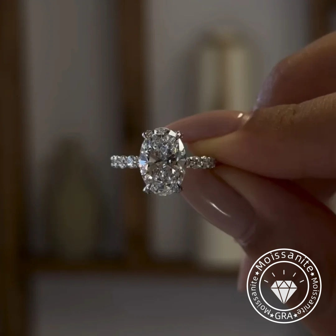 Intricate Oval Cut 4.0ct Pave Engagement Ring In Sterling Silver