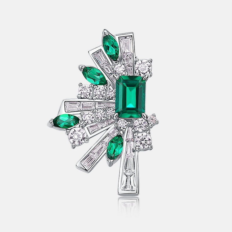 Vintage Style Emerald and Baguette Crystal Fan Earrings