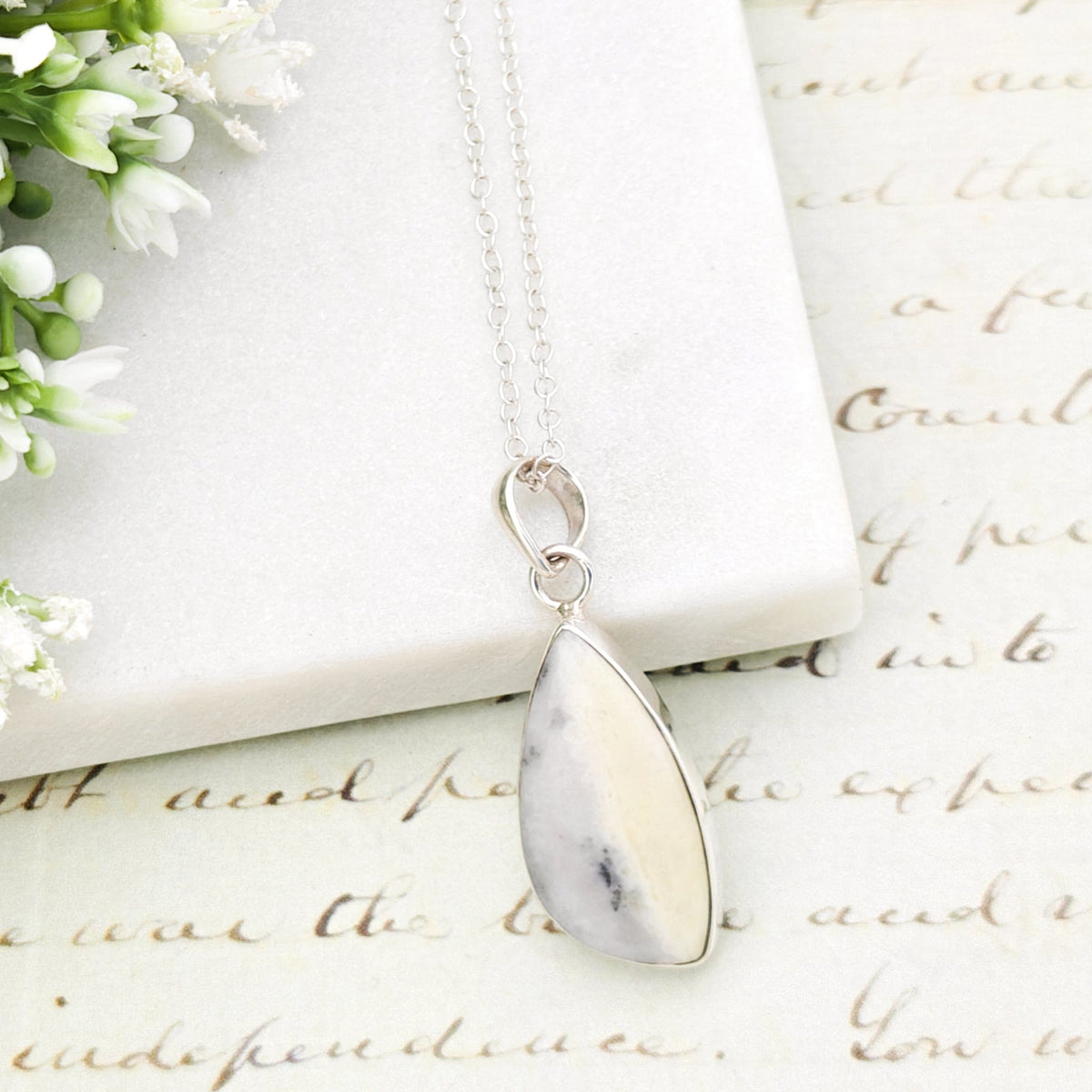 Isle of Skye Marble Pendant in Sterling Silver | Scottish Gift | 25mm Abstract | Sterling Silver