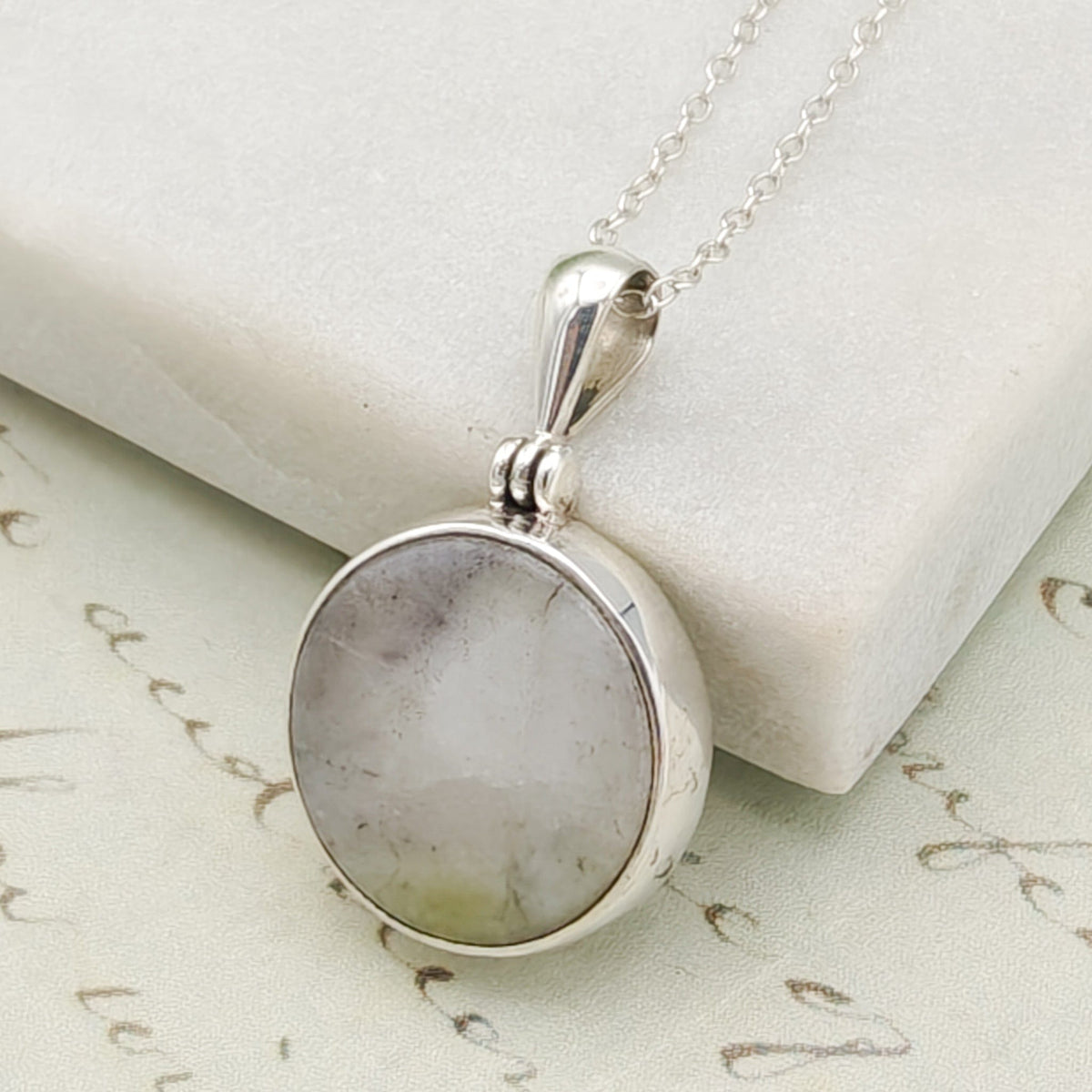 Isle of Skye Marble Pendant | Scottish Gift | 15mm Circular Stone | Sterling Silver