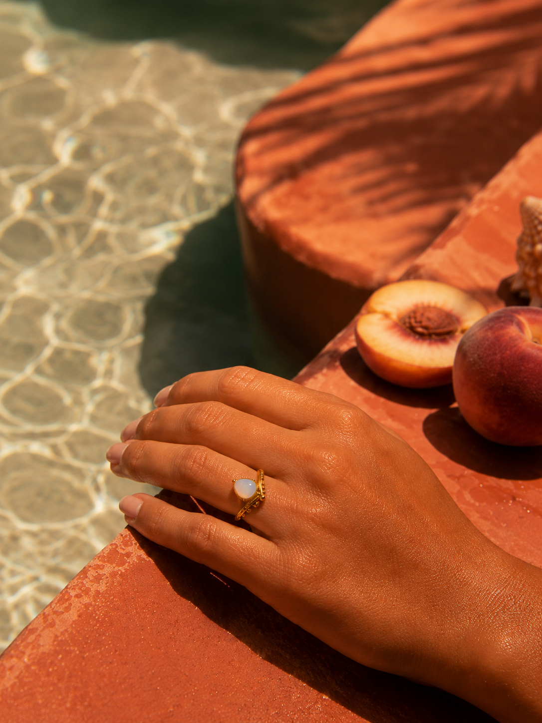 Bague THALASSA | Opale Goutte d'Eau & Or 24k Ajustable – Univers Aquatique