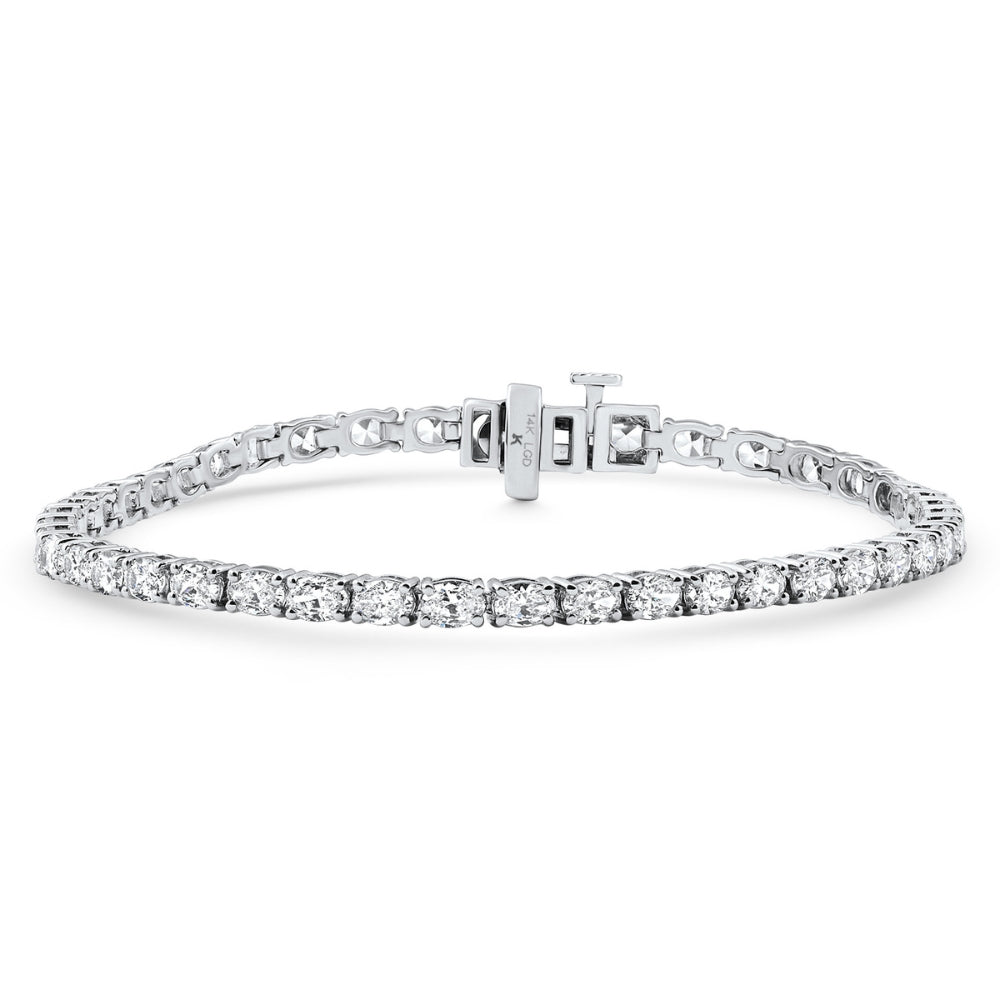 4 1/2Ct Oval Cut Diamond Tennis Bracelet 7" 14k White Gold Lab Grown