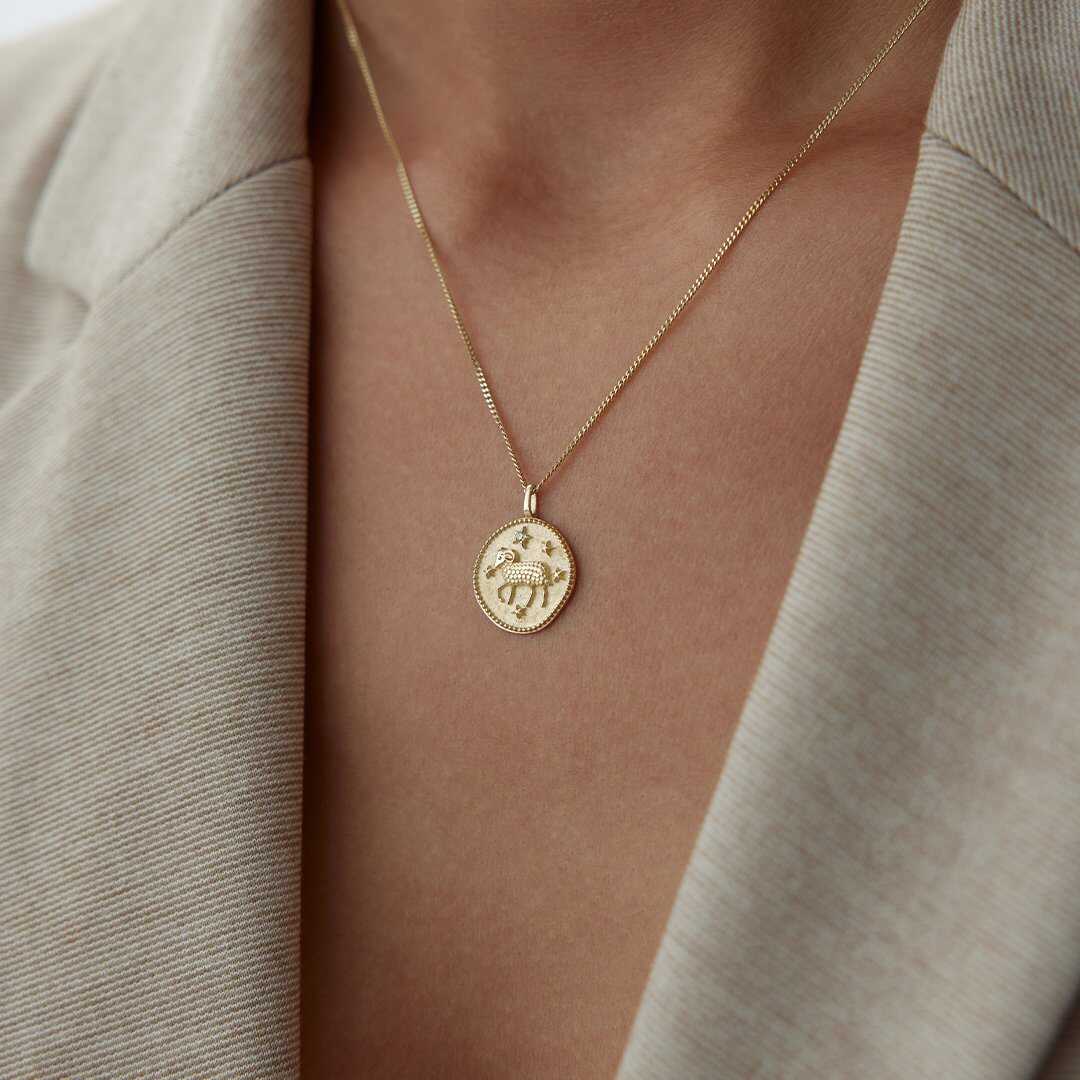 14k Gold Aries Necklace