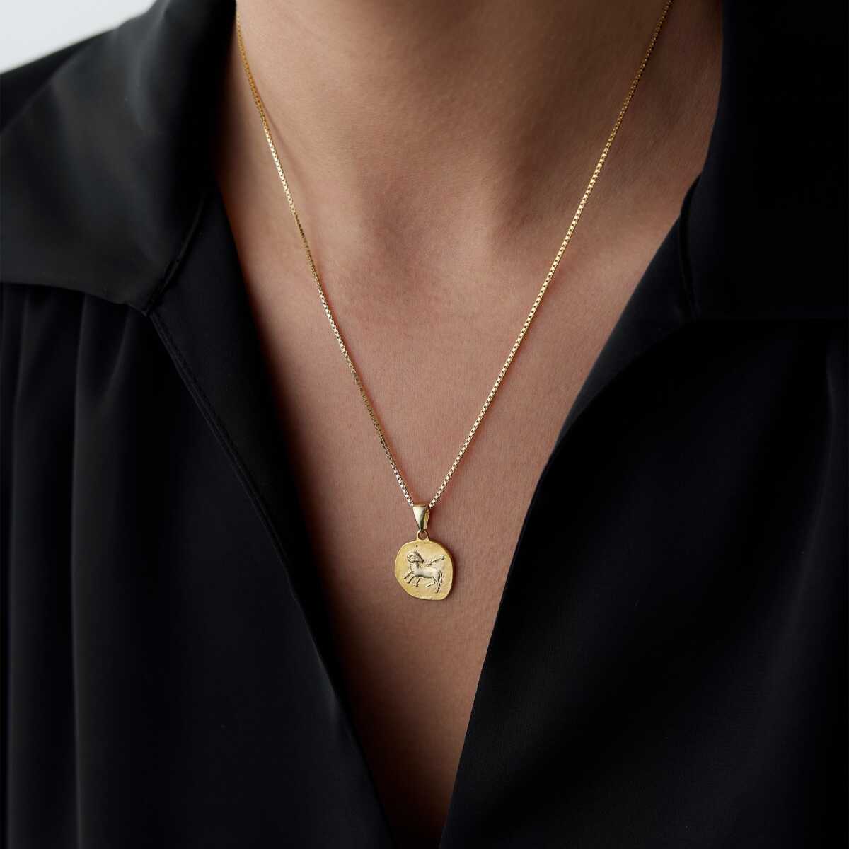 14k Gold Aries Zodiac Necklace