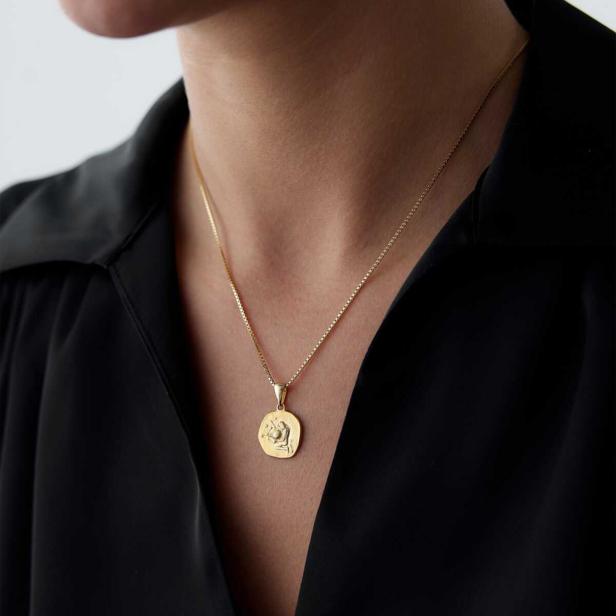14k Gold Aquarius Zodiac Necklace