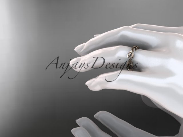Nature Inspired Leaf Ring Lab Grown Diamond Dainty Wedding Band