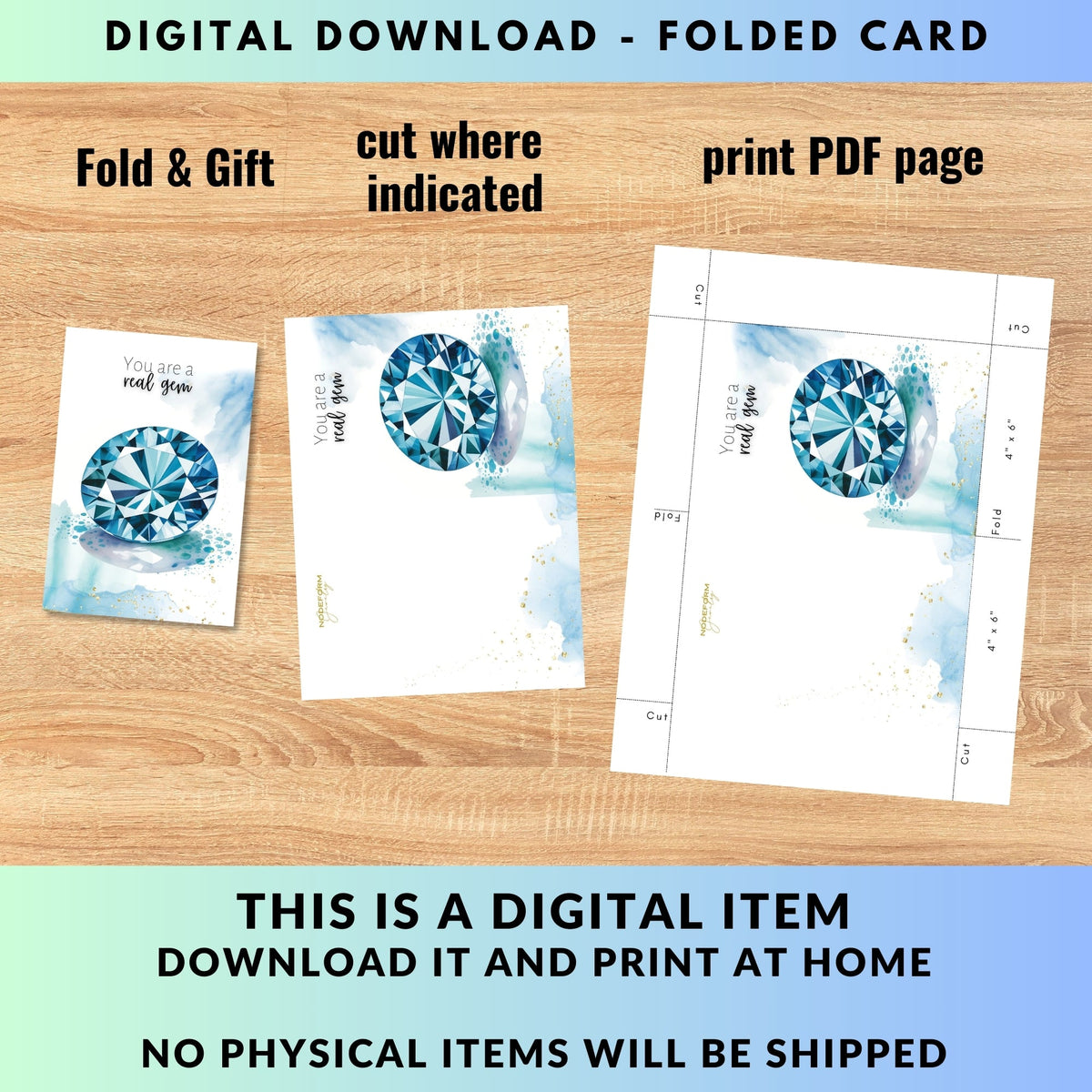 You are a real gem | Watercolor London Blue Topaz Greeting Card